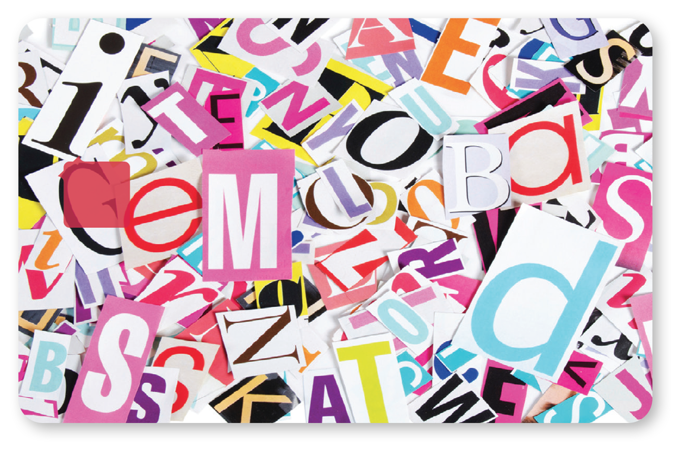 Cutouts of different alphabets from various magzines